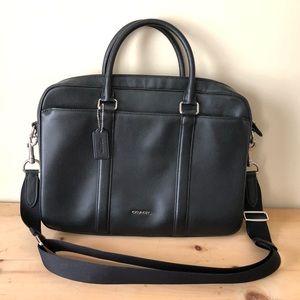 COACH Black Leather Laptop Bag